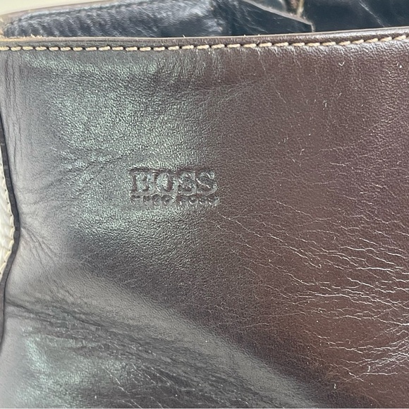 Hugo Boss Elegant Dark Brown Leather Men's Boots Size 9 - Picture 7 of 10